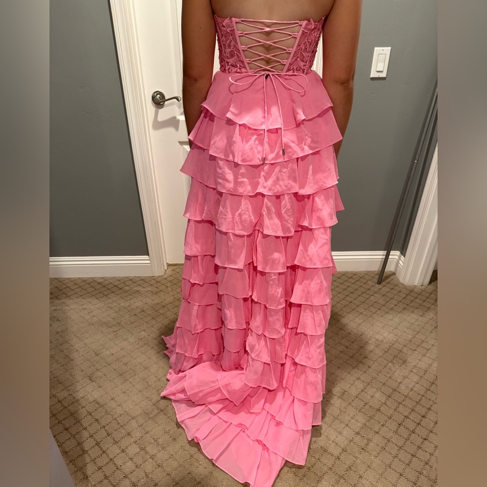 Strapless Ruffle Prom Dress - Picture 8 of 11